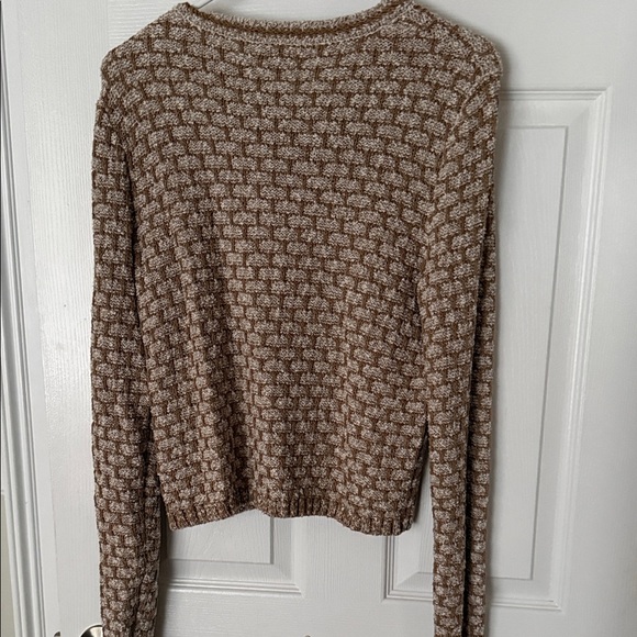 J. Crew Cream and Brown Button-Up Textured Cardigan - Picture 2 of 5